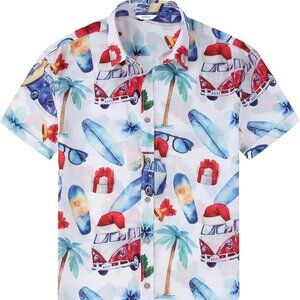 Men's Hawaiian Shirt Tops Vintage Short Sleeve Button Down Beach Shirt Male Trop